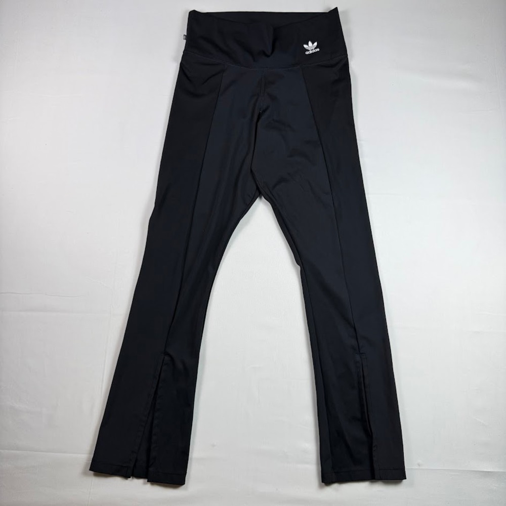 Adidas Originals Womens Black High Waisted Front Split Hem Leggings Size M Flare